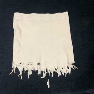 Distressed sweater mini skirt